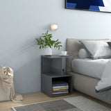 Bedside Cabinet High Gloss Grey 35x35x55 cm Engineered Wood - Front View
