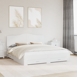 Bed Frame with Headboard White 180 x 200 cm Engineered Wood - Front View