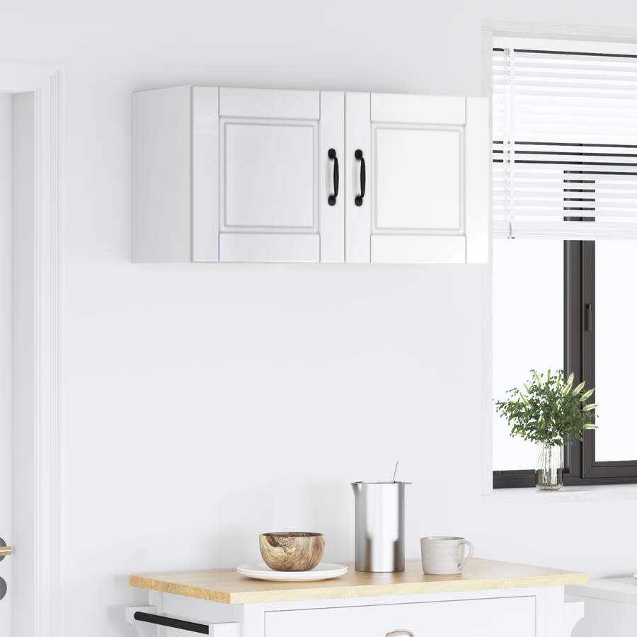 Wall Cabinet PORTO 2 pcs High Gloss White Engineered Wood