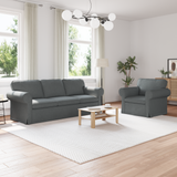 Sofa Set 2 pcs Dark Grey 215 x 82 x 80 cm Fabric - Front View