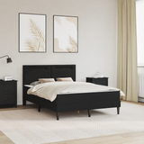 Bed Frame with Mattress Black 137 x 190 cm Faux Leather - Side View
