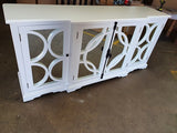 Keats Sideboard White with Mirror Backing. Buffet with storage. - Front View