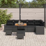 Garden Sofa Set with Cushion 11 pcs Black Poly Rattan - Side View