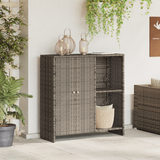 Storage Cabinet with Shelf Grey 100 x 36 x 102 cm Rattan - Front View