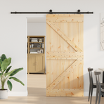 Sliding Door NARVIK Natural and Black 80 x 210 cm (213.5 cm)