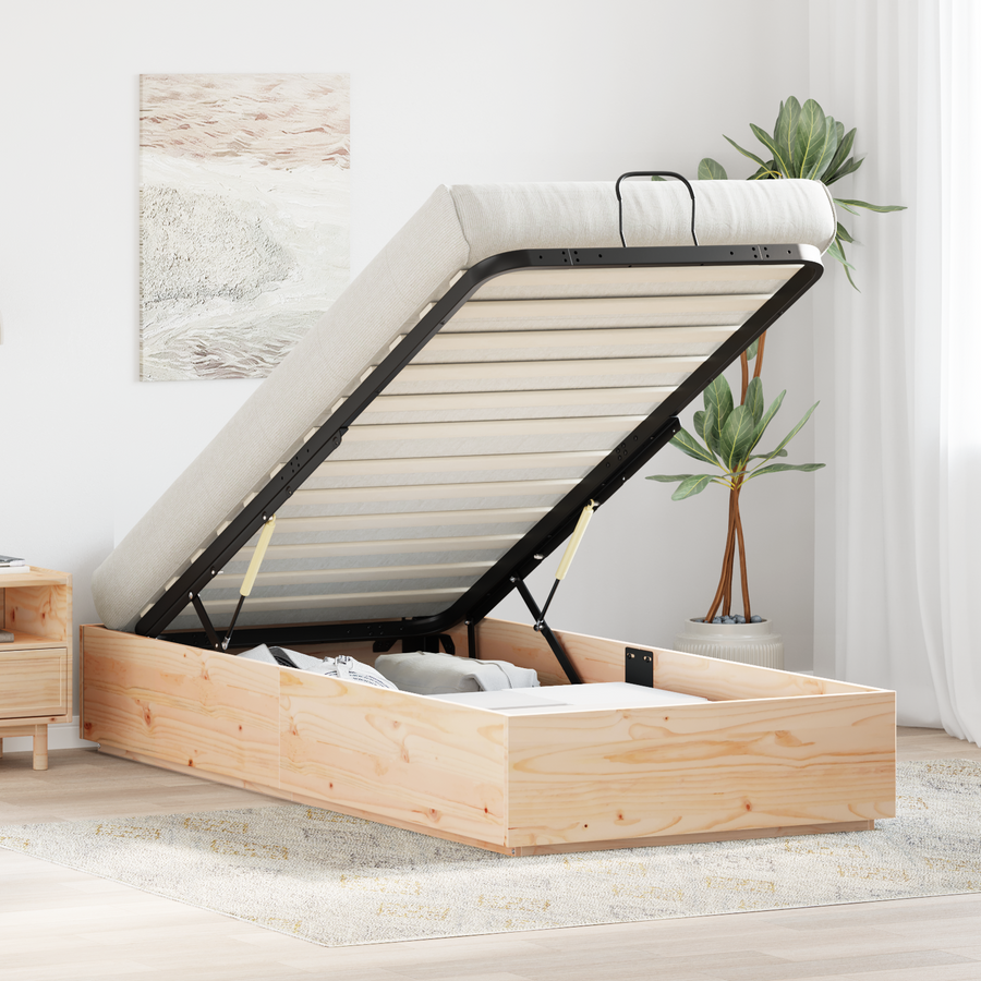 Ottoman Bed Frame with Storage Natural 90 x 190 cm