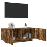 TV Cabinet Smoked Oak 100x35x40 cm Engineered Wood - Front View