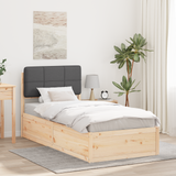 Bed Frame with Upholstered Headboard Dark Grey 90 x 190 cm - Front View