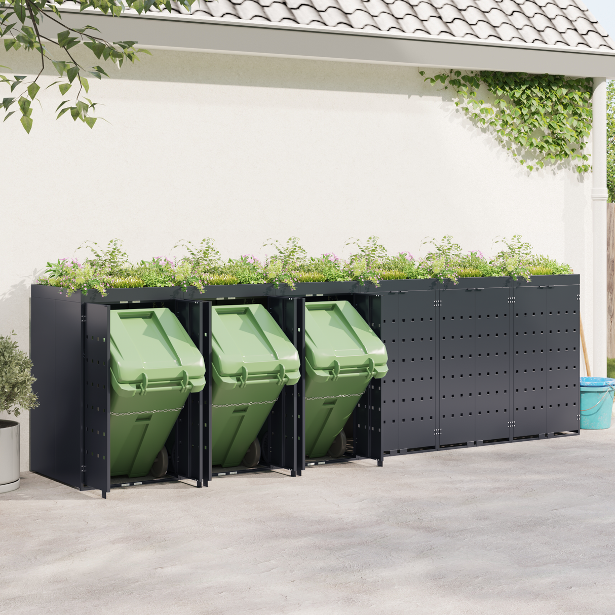 Wheelie Bin Storage for 6 Bins Anthracite 408 x 77,5 x 121,5 cm