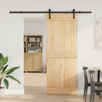 Sliding Door NARVIK Natural and Black 80 x 210 cm (213.5 cm)
