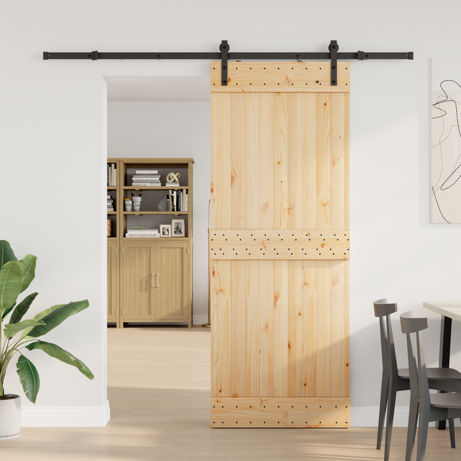 Sliding Door NARVIK Natural and Black 80 x 210 cm (213.5 cm)