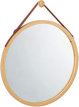 CARLA HOME Hanging Wall Mirror 45cm - Solid Bamboo Frame and Adjustable Leather Strap for Bathroom and Bedroom, Vanity Mirror, Makeup Mirror, Face Mirrors, Wall Shelf Mirror (Round 45 cm) - Extra Image