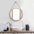 CARLA HOME Hanging Wall Mirror 45cm - Solid Bamboo Frame and Adjustable Leather Strap for Bathroom and Bedroom, Vanity Mirror, Makeup Mirror, Face Mirrors, Wall Shelf Mirror (Round 45 cm)-1978962234897993729