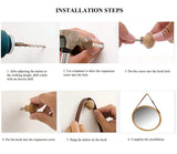 CARLA HOME Hanging Wall Mirror 45cm - Solid Bamboo Frame and Adjustable Leather Strap for Bathroom and Bedroom, Vanity Mirror, Makeup Mirror, Face Mirrors, Wall Shelf Mirror (Round 45 cm) - Low Angle