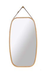 CARLA HOME Hanging Wall Mirror 74x43cm - Solid Bamboo Frame and Adjustable Leather Strap for Bathroom and Bedroom, Vanity Mirror, Makeup Mirror, Face - Extra Image