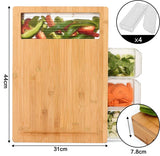 CARLA HOME Large Bamboo Cutting Board and 4 Containers with Mobile Holder gift included for Home Kitchen - Extra Image