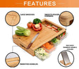 CARLA HOME Large Bamboo Cutting Board and 4 Containers with Mobile Holder gift included for Home Kitchen-1992735302862639105