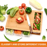 CARLA HOME Large Bamboo Cutting Board and 4 Containers with Mobile Holder gift included for Home Kitchen - Side View