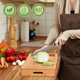 CARLA HOME Large Bamboo Cutting Board and 4 Containers with Mobile Holder gift included for Home Kitchen - Low Angle