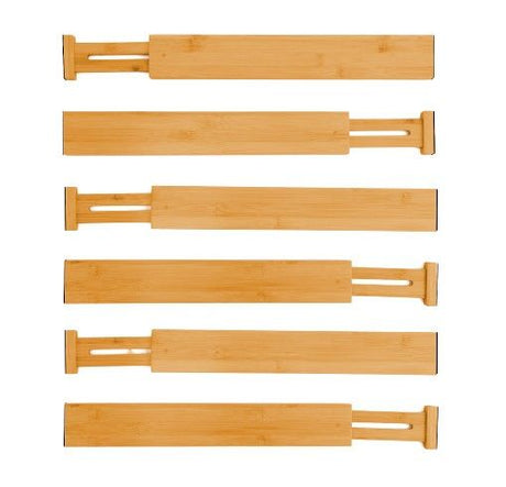 CARLA HOME  6 Pack Bamboo Adjustable Kitchen Drawer Dividers (Large, 44-55 cm)-1978962237007728648