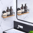 CARLA HOME  2 Pack Rectangular Bamboo Corner Shower Caddy Shelf Basket Rack with Premium Vacuum Suction Cup No-Drilling for Bathroom and Kitchen-1992735301767925761
