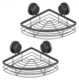 CARLA HOME 2 Pack Round Corner Shower Caddy Shelf Basket Rack with Premium Vacuum Suction Cup No-Drilling for Bathroom and Kitchen - Low Angle