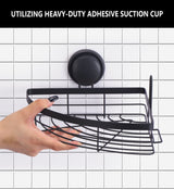 CARLA HOME 2 Pack Round Corner Shower Caddy Shelf Basket Rack with Premium Vacuum Suction Cup No-Drilling for Bathroom and Kitchen - Side View
