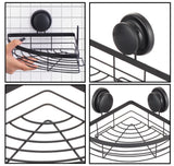 CARLA HOME 2 Pack Round Corner Shower Caddy Shelf Basket Rack with Premium Vacuum Suction Cup No-Drilling for Bathroom and Kitchen - Top-Down View