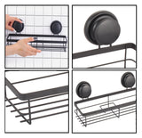 CARLA HOME 2 Pack Rectangular Corner Shower Caddy Shelf Basket Rack with Premium Vacuum Suction Cup No-Drilling for Bathroom and Kitchen - 45-Degree Angle