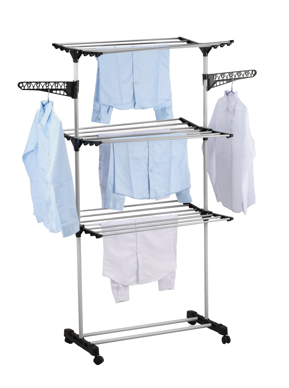 CARLA HOME Folding 3 Tier Clothes Laundry Drying Rack with Stainless Steel Tubes for Indoor & Outdoor Home-1992735283719835648