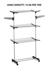 CARLA HOME Folding 3 Tier Clothes Laundry Drying Rack with Stainless Steel Tubes for Indoor & Outdoor Home-1992735283719835652