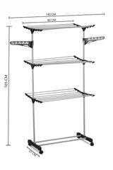 CARLA HOME Folding 3 Tier Clothes Laundry Drying Rack with Stainless Steel Tubes for Indoor & Outdoor Home-1992735283719835656