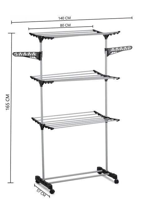 CARLA HOME Folding 3 Tier Clothes Laundry Drying Rack with Stainless Steel Tubes for Indoor & Outdoor Home-1992735283719835656