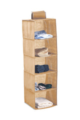 CARLA HOME 5 Tier Shelf Hanging Closet Organizer and Storage for Clothes (Beige) - Extra Image