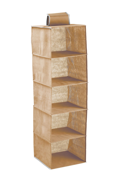 CARLA HOME  5 Tier Shelf Hanging Closet Organizer and Storage for Clothes (Beige)-1992735280918040584