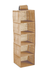 CARLA HOME 5 Tier Shelf Hanging Closet Organizer and Storage for Clothes (Beige) - Low Angle