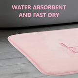 CARLA HOME Extra Thick Memory Foam & Super Comfort Bath Rug Mat for Bathroom (60 x 40 cm, Pink) - Rear View