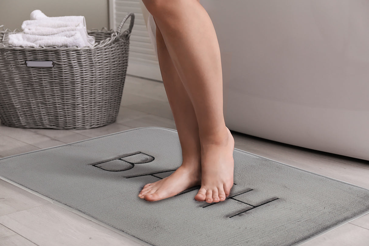 CARLA HOME Extra Thick Memory Foam & Super Comfort Bath Rug Mat for Bathroom (60 x 40 cm, Grey)-1992735299553333250