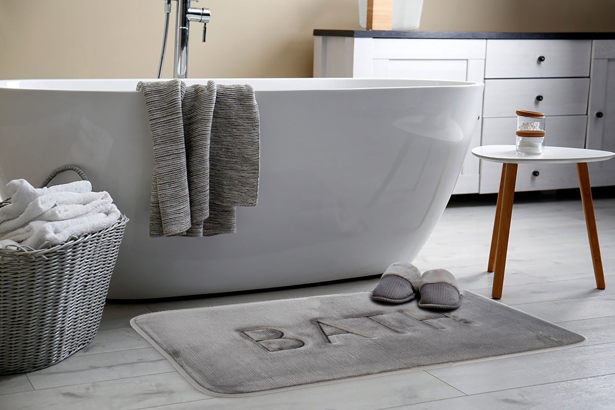 CARLA HOME Extra Thick Memory Foam & Super Comfort Bath Rug Mat for Bathroom (60 x 40 cm, Grey)-1992735299553333251