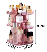 CARLA HOME 360 Rotating Large Capacity Makeup Organizer for Bedroom and Bathroom (Pink) - Close-Up Angle