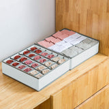 CARLA HOME Set of 2 Fabric Drawer Organizer Divider Storage Boxes for Storing Socks, Underwear, Ties, Scarves (Grey) - Side View