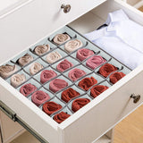 CARLA HOME Set of 2 Fabric Drawer Organizer Divider Storage Boxes for Storing Socks, Underwear, Ties, Scarves (Grey) - 45-Degree Angle