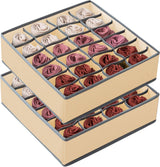 CARLA HOME Set of 2 Fabric Drawer Organizer Divider Storage Boxes for Storing Socks, Underwear, Ties, Scarves (Beige)-1978962239771774976