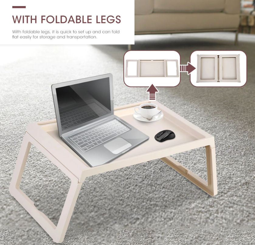 CARLA HOME Multifunction Laptop Bed Desk with foldable legs for Home Office (White)-1978962240203788292
