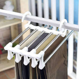 CARLA HOME  2 Pack Stainless Steel Adjustable 5 in 1 Pants Hangers Non-Slip Space Saving for Home Storage - Low Angle