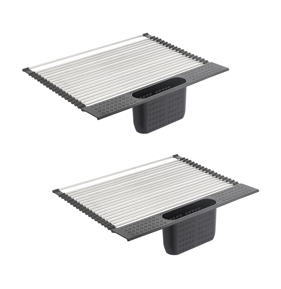 2 Pack Large Stainless Steel Roll Up Dish Drying Rack with Utensil Holder for Home Kitchen-1978962241332056064