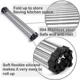 2 Pack Large Stainless Steel Roll Up Dish Drying Rack with Utensil Holder for Home Kitchen - Top-Down View