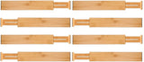 8 Pack Bamboo Adjustable Kitchen Drawer Dividers (Large, 44-55 cm) - Top-Down View