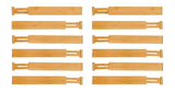 12 Pack Bamboo Adjustable Kitchen Drawer Dividers (Large, 44-55 cm) - Close-Up Angle