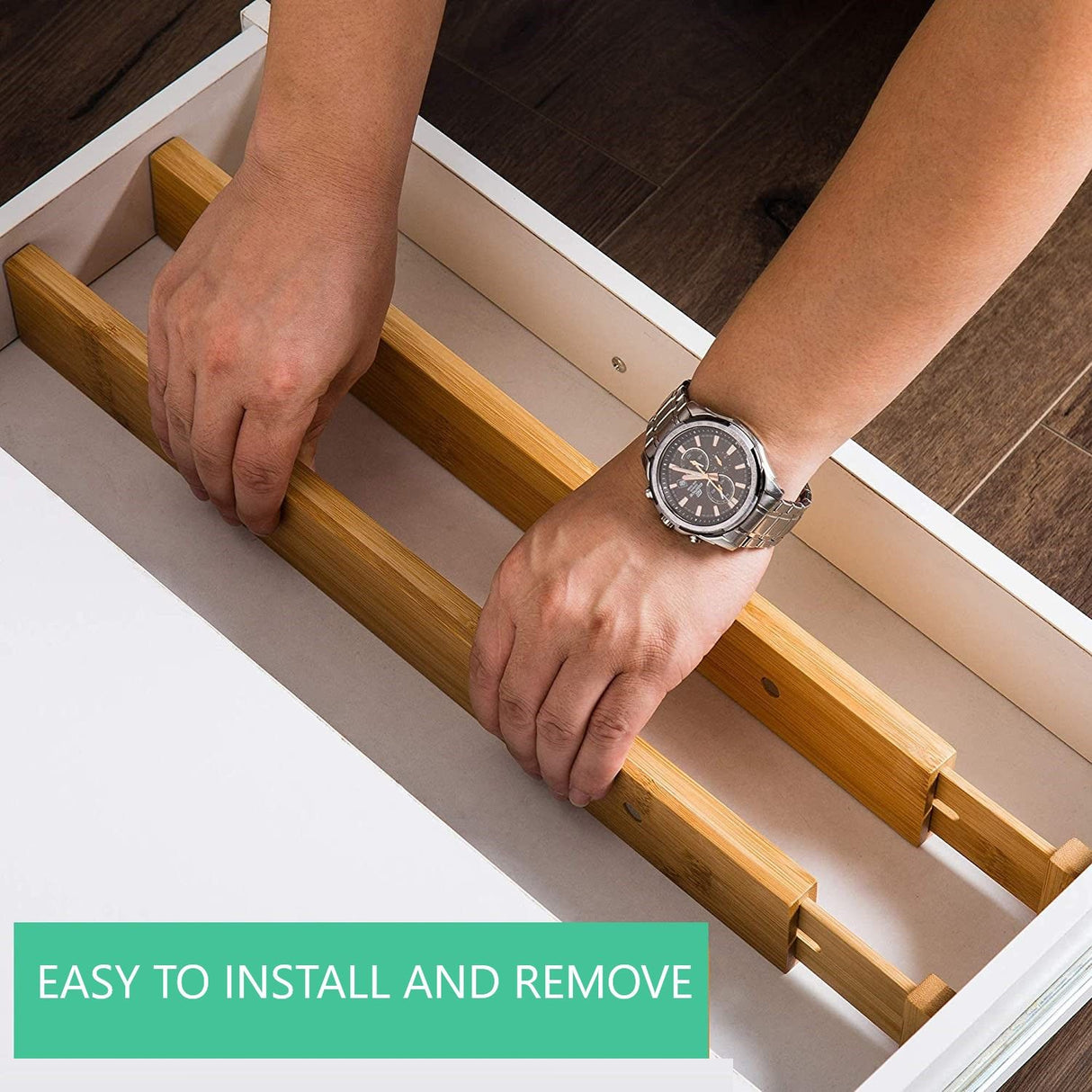 12 Pack Bamboo Adjustable Kitchen Drawer Dividers (Large, 44-55 cm)-1978962241843761160